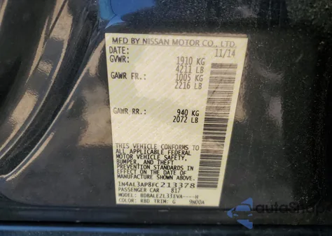 2015 Nissan Altima 2.5 from USA, damaged, VIN 1N4AL3AP8FC213378